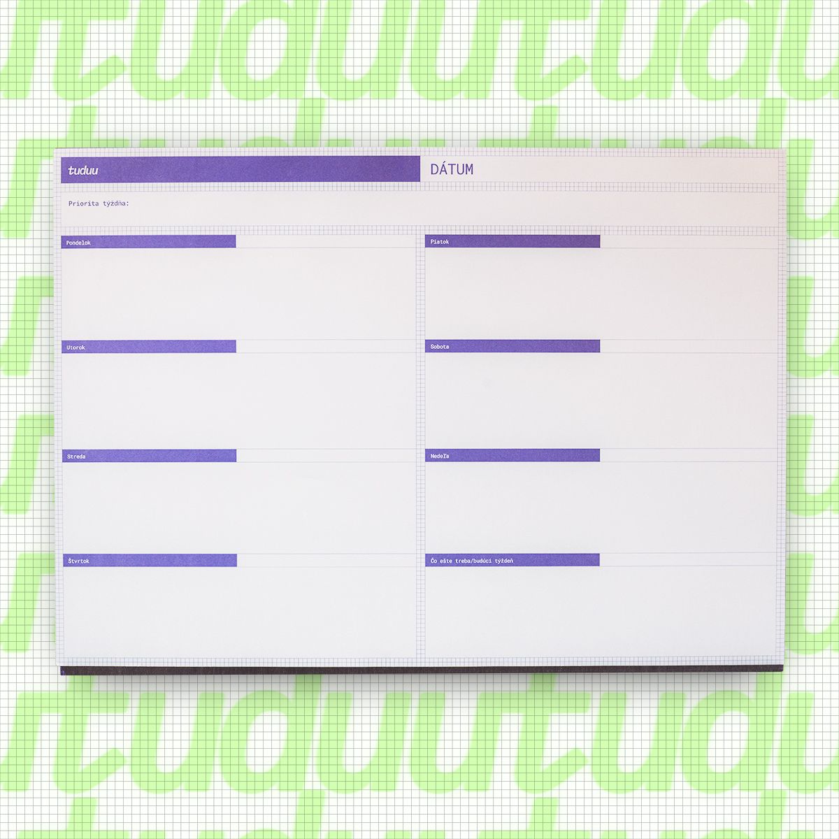 tuduu weekly planner, inside