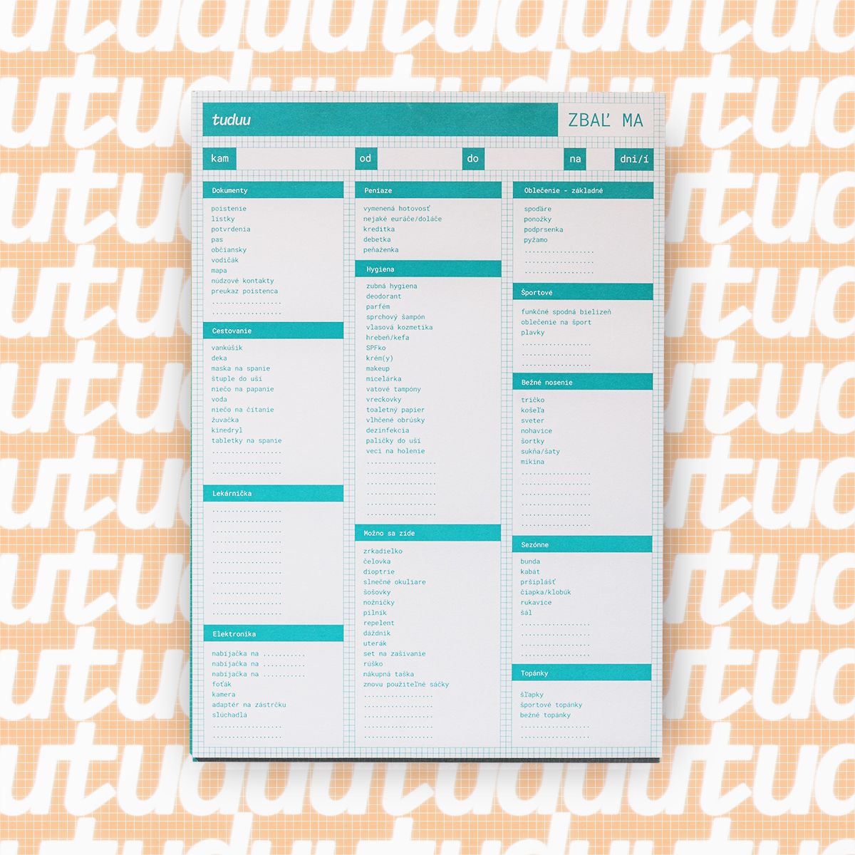 tuduu packing list, inside